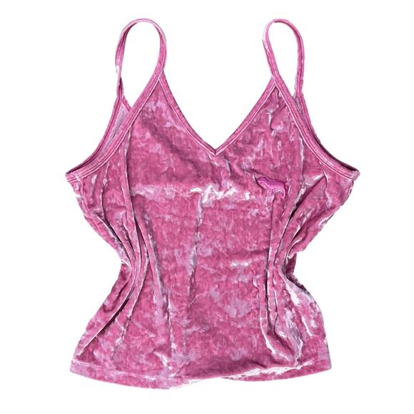 Victoria's Secret PINK Pink Crushed Velvet V-Neck Tank Top Camisole Small - Picture 1 of 5